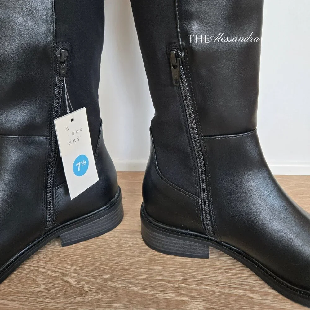 Black Boots Women’s Size 7.5 Memory Foam Insole New in Box Tall